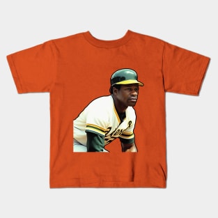 Pensive baseball star Rickey Henderson Kids T-Shirt